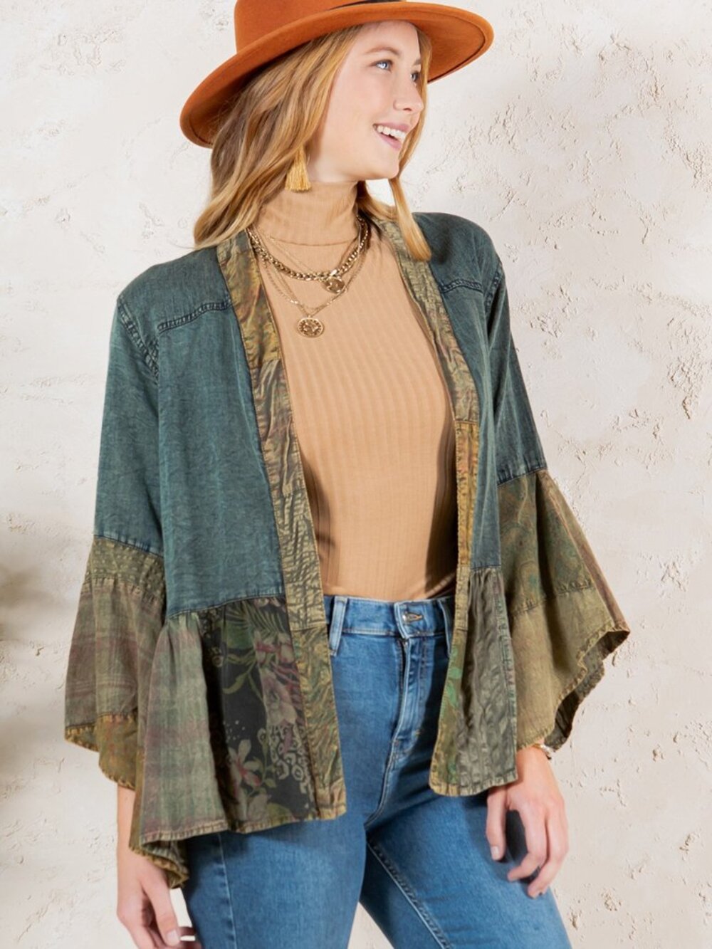 Western Boho Chic Tiered Patchwork Top - Picture 2 of 5